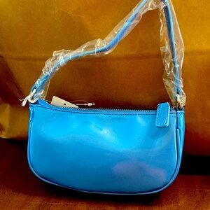 Cuir Vegan Blue Mini Clutch Bag